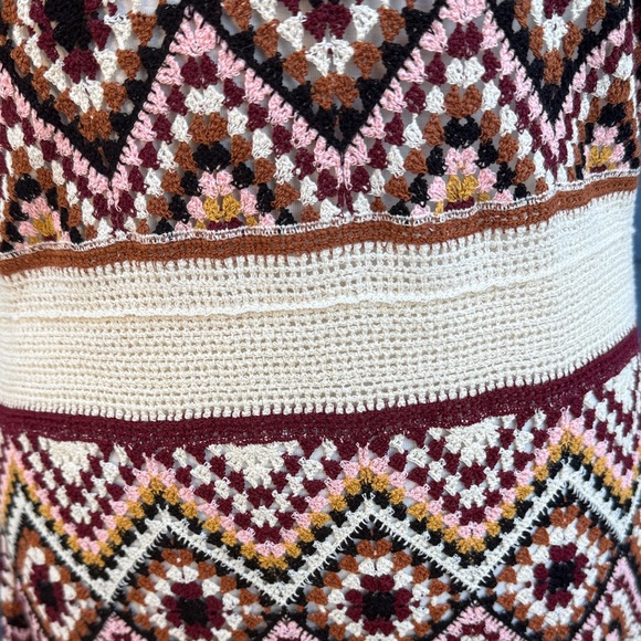 Idyllwind Colorful Knit Midi Dress granny squares burgundy pink - Picture 10 of 13